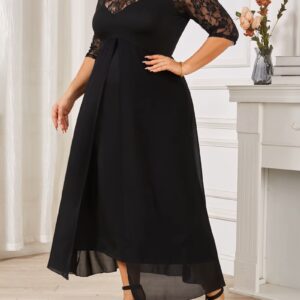Black Lace Patchwork Long Dress