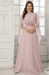Cape Sleeve Evening Dress