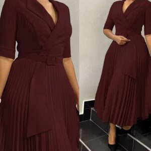 Elegant Office Pleated Dress for Women