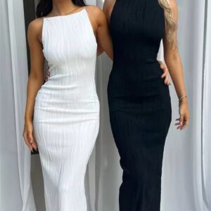 Long Ruched Sleeveless Dress
