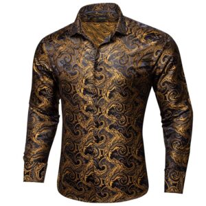 Mens Golden Paisley Dress Shirt