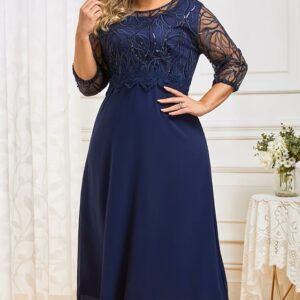 Plus Size Chiffon Patchwork Cocktail Dress
