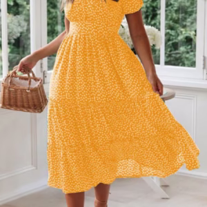 Floral Puff Sleeve Summer Dress