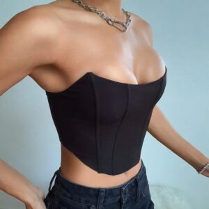Velvet Off-Shoulder Corset Crop Top